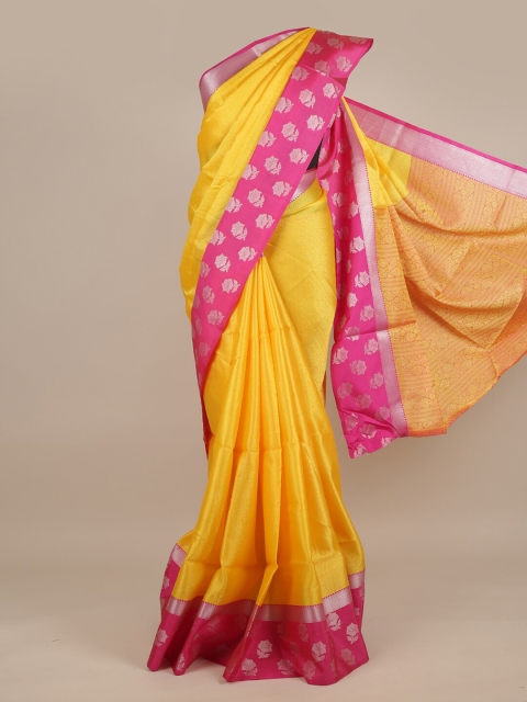 

Pothys Yellow & Pink Woven Design Jute Silk Saree