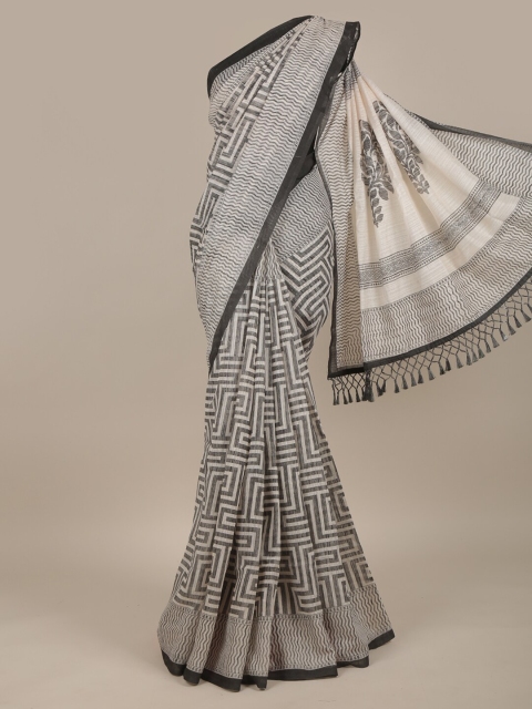 

Pothys Grey & White Jute Silk Saree