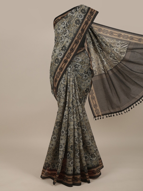 

Pothys Grey & Black Ethnic Motifs Printed Jute Silk Saree