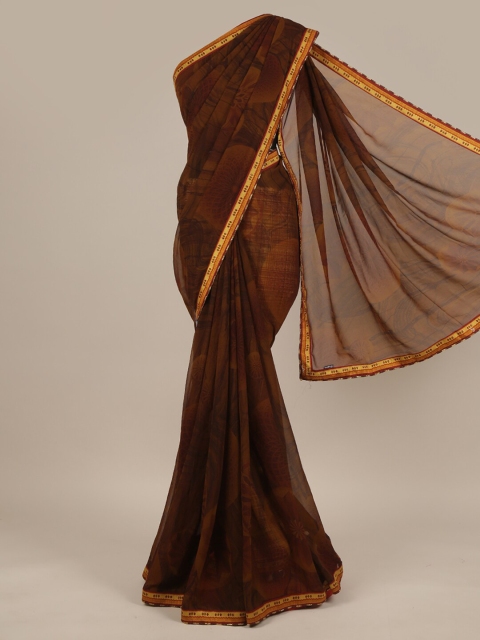 

Pothys Brown & Yellow Chiffon Printed Saree