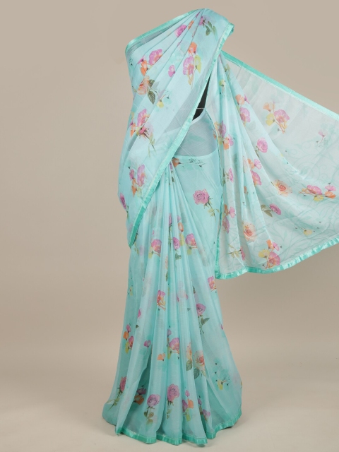 

Pothys Blue Floral Poly Chiffon Saree