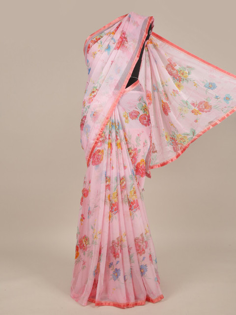 

Pothys Pink & Blue Floral Saree