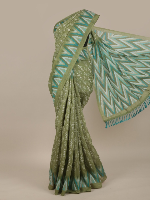 

Pothys Green & White Warli Jute Silk Saree