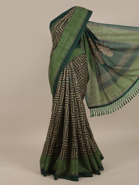 

Pothys Green & Black Jute Silk Saree
