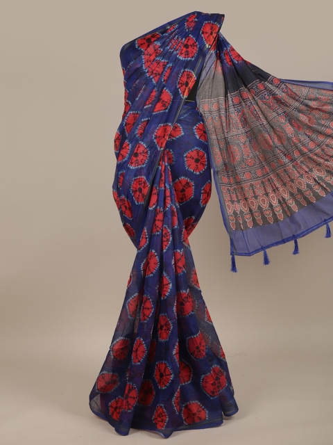 

Pothys Blue & Red Jute Silk Saree