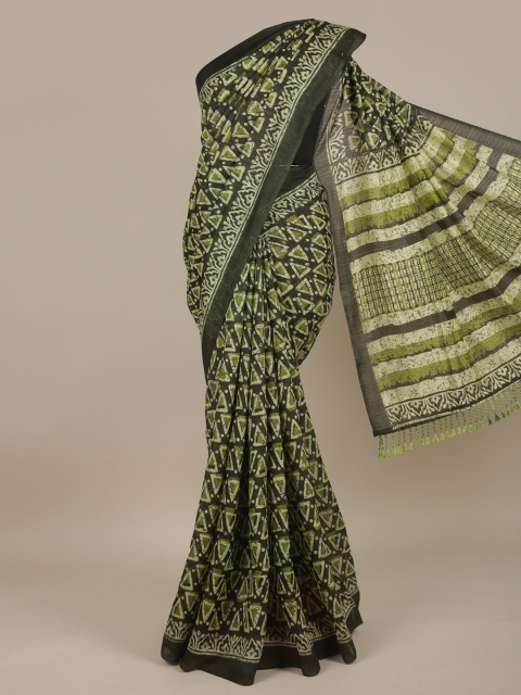 

Pothys Green & Beige Jute Silk Saree