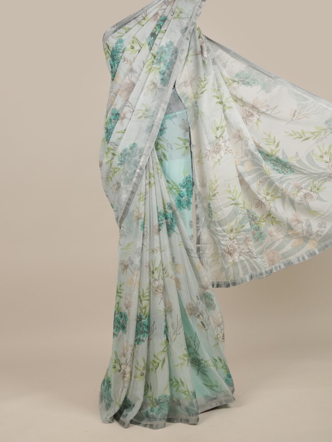 

Pothys Grey & Blue Floral Zari Saree