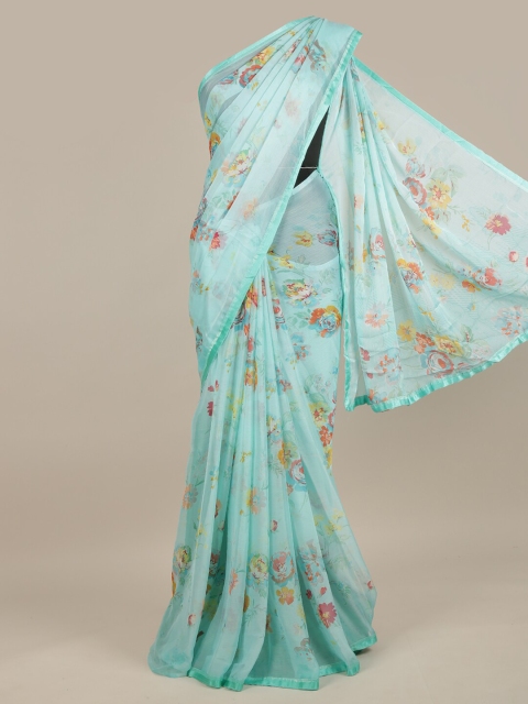 

Pothys Blue & Orange Floral Saree