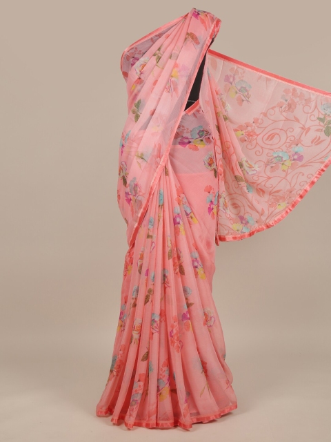 

Pothys Pink & Blue Floral Saree