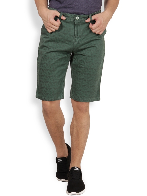 

IVOC Men Green Printed Slim Fit Chino Shorts
