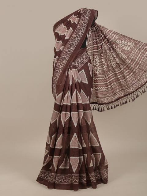 

Pothys Brown & Pink Jute Silk Saree