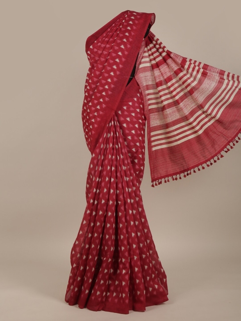 

Pothys Red & Grey Jute Silk Saree