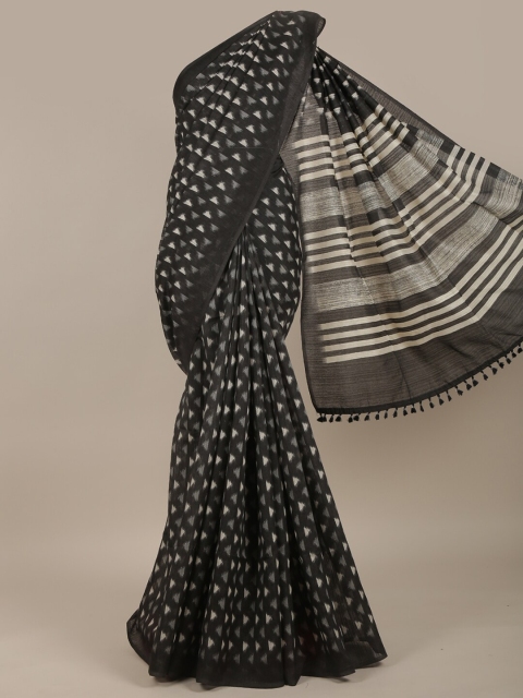 

Pothys Black & White Jute Silk Saree