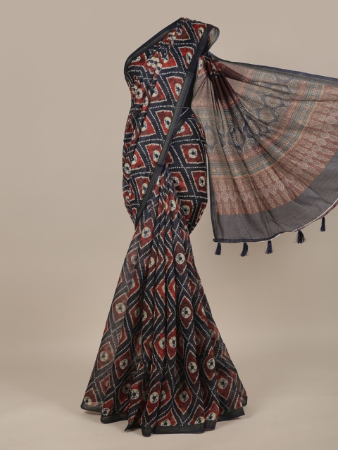 

Pothys Blue & Red Jute Silk Saree