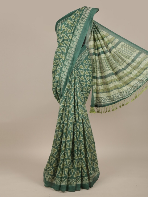 

Pothys Green & White Jute Silk Saree