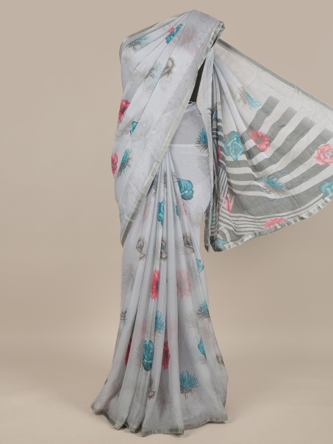 

Pothys Grey & Red Floral Saree