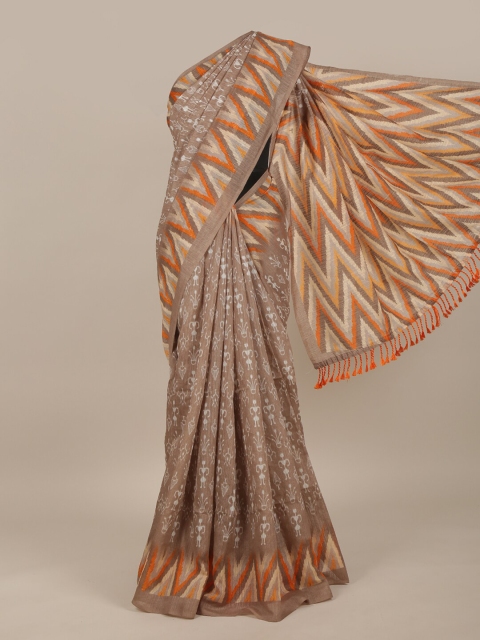 

Pothys Brown & Orange Jute Silk Saree
