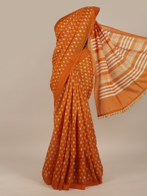 

Pothys Mustard & White Jute Silk Saree