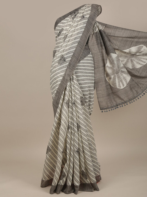 

Pothys Grey & White Jute Silk Saree