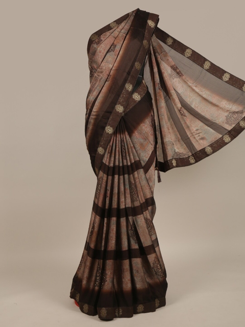 

Pothys Mauve & Brown Ethnic Motif Sequinned Saree