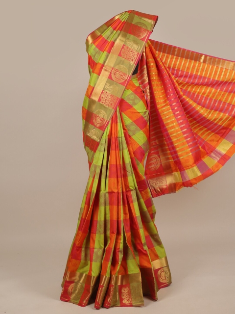 

Pothys Multicoloured Ethnic Motifs Zari Jute Silk Saree, Multi