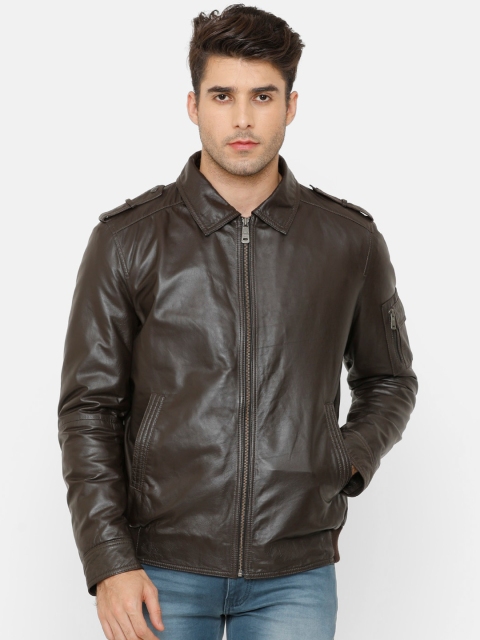 

MONOCHROME Men Brown Insulator Genuine Leather Jacket