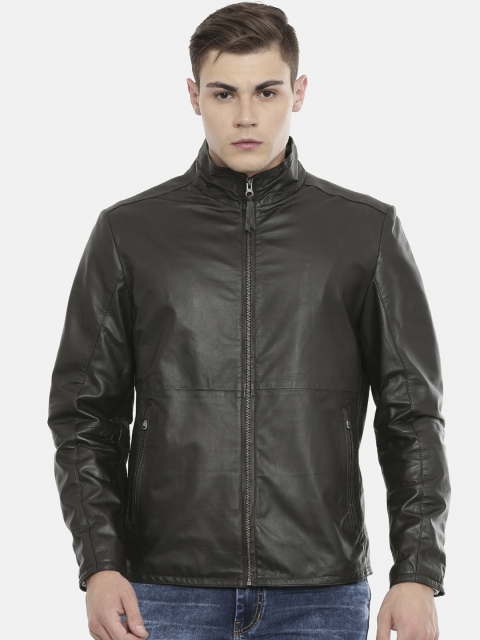 

MONOCHROME Men Brown Leather Insulator Leather Jacket