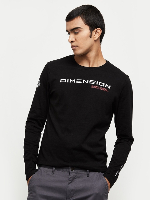 

max Men Black Typography T-shirt