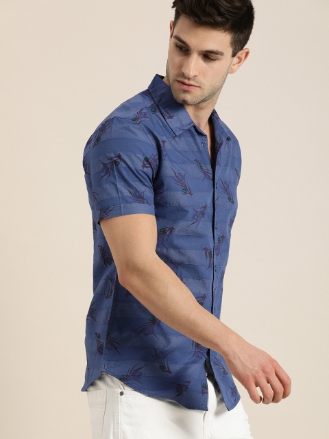 

Moda Rapido Men Blue & Maroon Slim Fit Floral Printed Casual Shirt