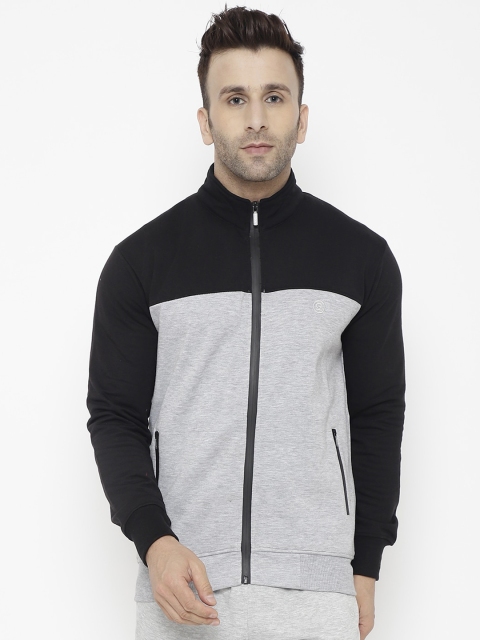 

Chkokko Men Black Grey Colourblocked Insulator Training or Gym Sporty Jacket