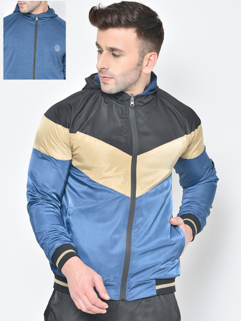 

Chkokko Men Black Reversible Training Bomber Jacket