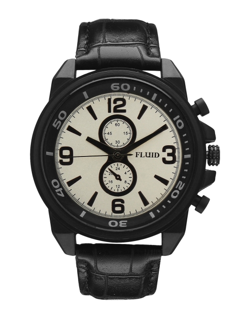 

FLUID Men White Dial & Black Leather Straps Analogue Watch FL21-905-WH01
