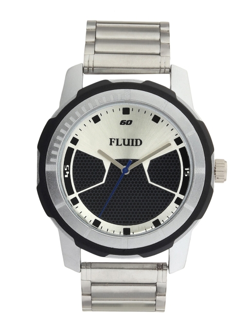 

FLUID Men Black Dial & Silver Toned Bracelet Style Straps Analogue Watch