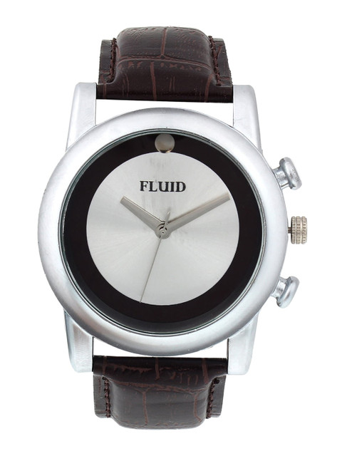 

FLUID Men Silver-Toned Dial & Brown Leather Straps Analogue Watch FL21-718-BR01