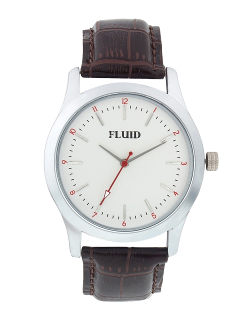 

FLUID Men Silver-Toned Printed Dial & Brown Leather Straps Analogue Watch FL21-715-SL01