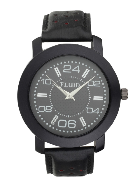 

FLUID Men Black Printed Dial & Black Leather Textured Straps Analogue Watch FL21-921-BK