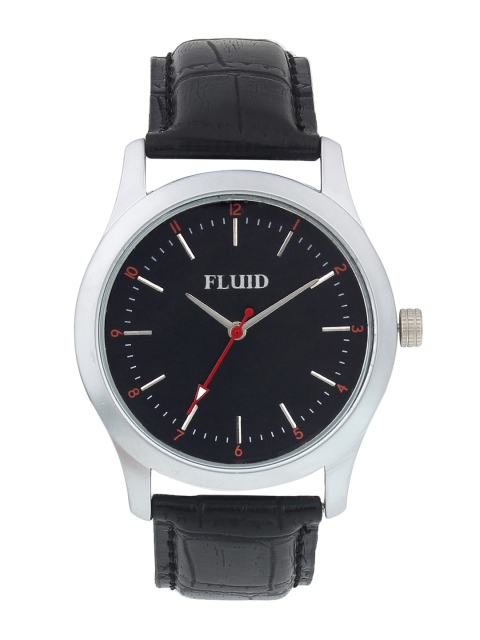 

FLUID Men Black Dial & Black Leather Textured Straps Analogue Watch FL21-715-BK01