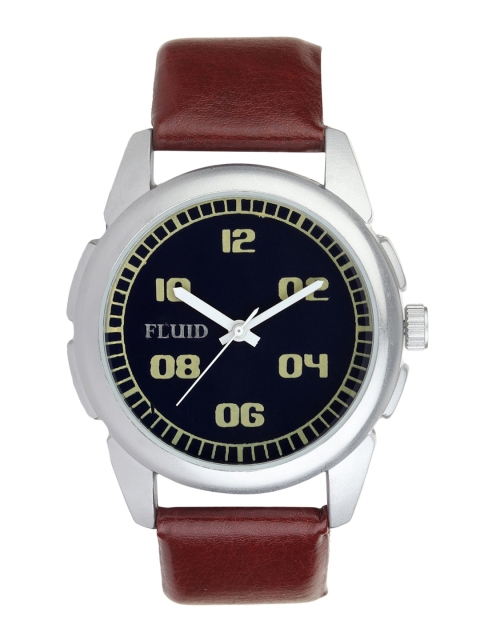

FLUID Men Silver-Toned Blue Dial & Brown Leather Straps Analogue Watch
