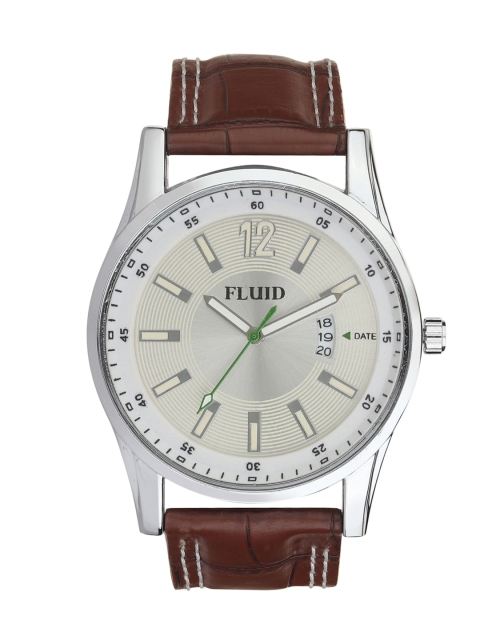 

FLUID Men White Printed Dial & Brown Leather Straps Analogue Watch FL21-0087-WH