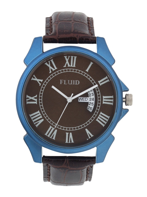 

FLUID Men Blue Dial & Brown Leather Textured Straps Analogue Watch FL21-721-BR01