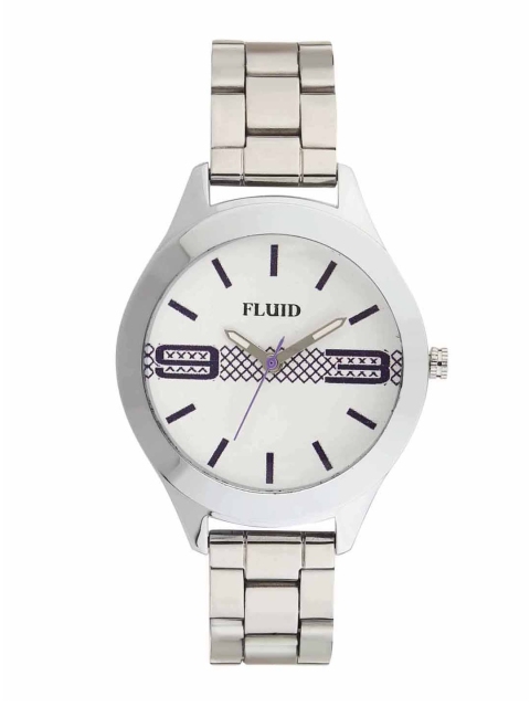 

FLUID Women White Printed Dial & Silver Toned Bracelet Style Straps Analogue Watch FL21-5302-WH