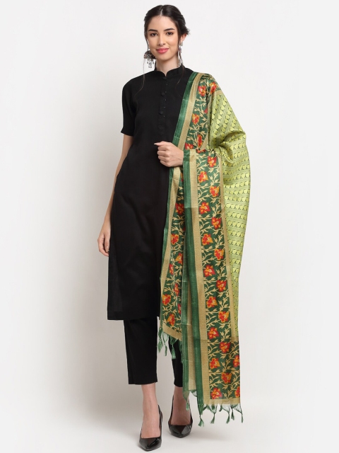 

TAG 7 Green & Red Printed Cotton Silk Dupatta