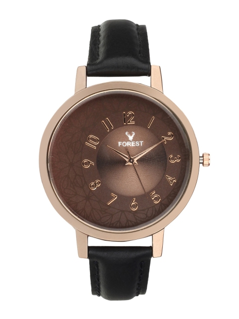 

Hobforestessentials Men Brown Dial & Black Leather Straps Analogue Watch FR21-228-BR