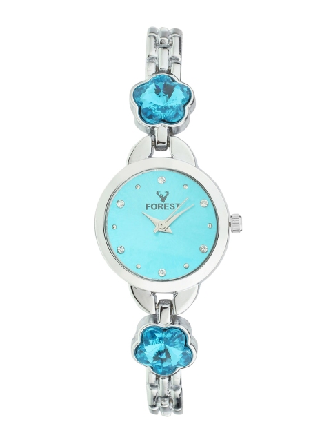 

Hobforestessentials Women Blue Embellished Dial & Silver-Toned Analogue Watch FR21-209-BL