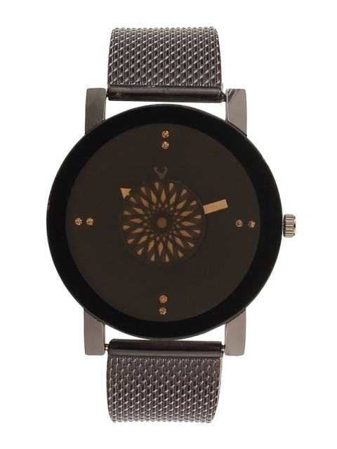 

Hobforestessentials Men Black Dial & Gunmetal Toned Analogue Watch FR21-307G-BK
