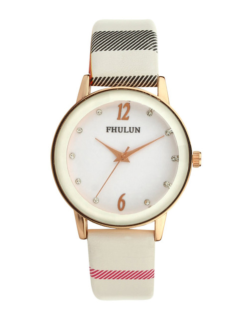 

Hobforestessentials Women White Leather Straps Analogue Watch FR21-FH-3884-WH