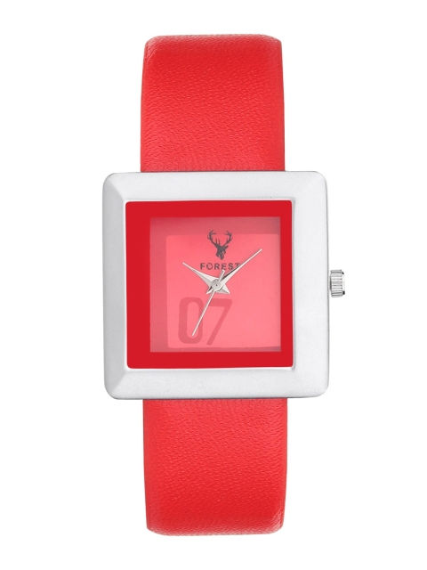 

Hobforestessentials Women Red Printed Dial & Red Leather Straps Analogue Watch FR21-266-RD