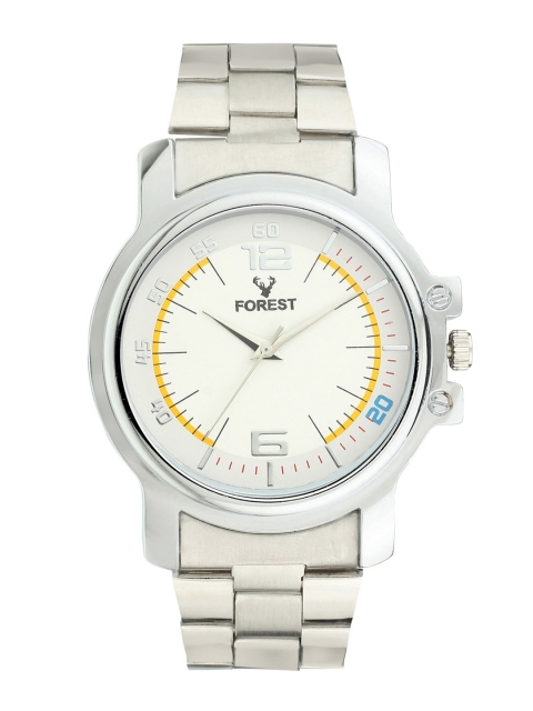 

Hobforestessentials Men White Dial & Silver Bracelet Straps Analogue Watch FR21-257-YL