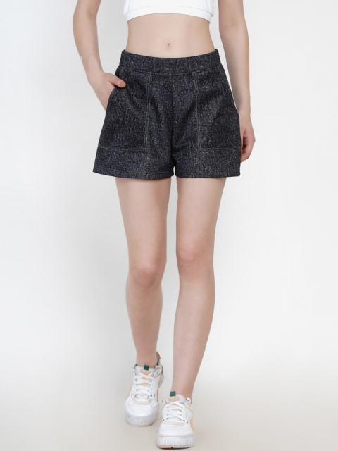 

Texco Women Black Printed Regular Shorts