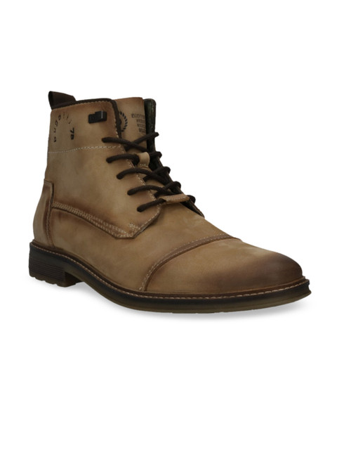 

Bugatti Men Brown Leather High-Top Flat Boots